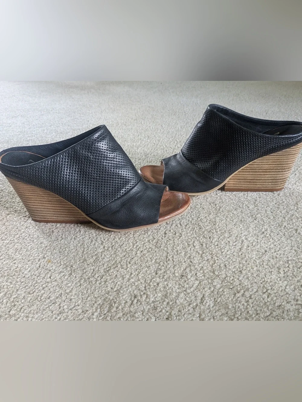 Miz Mooz black peep toe sandal wedges